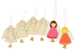 Preview: SUNNYSUE - Wooden Ornament "Little Angel With Curly Hair", Set of 6