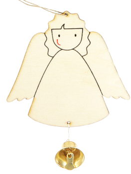 Wooden Ornament "Little Angel With Curly Hair", Set of 6
