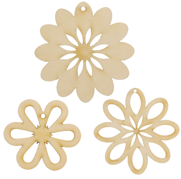 Wooden Ornaments "Little Flowers", 18pts.