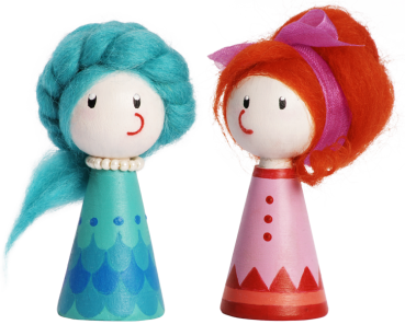 Wooden Puppets "Girls & Boys", 2 pcs.