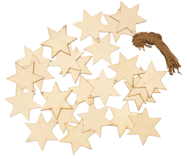 Wooden Ornament "Little Star", Set of 24