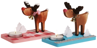 Tealight Holder "Reindeer Rudi", Set of 3