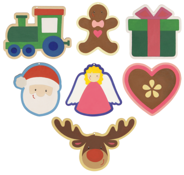 Wooden Ornaments "Santa & Co", 12pcs.
