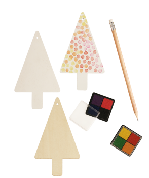 Wooden Ornament "Christmas Tree", Set of 6