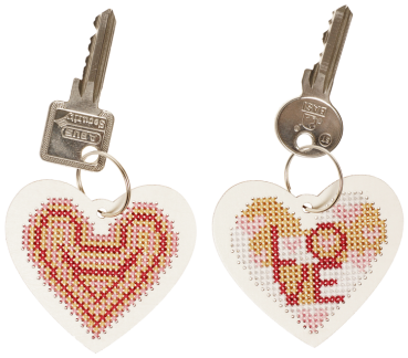 DIY Keyring Pendants "Hearts For Stitching", 6pcs.