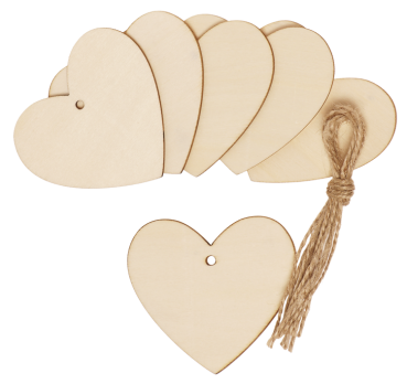 Wooden Ornament "Heart", Set of 6