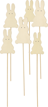 Preview: Holzstecker "Häschengang", 6er Set