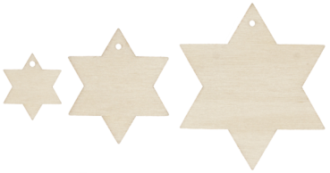 Wooden Ornaments "Christmas stars in 3 sizes", 15pcs.