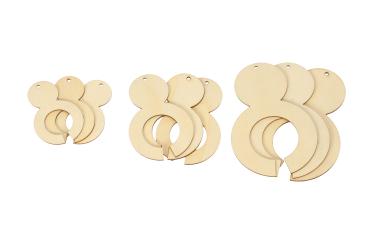 Preview: Holzanhänger für Pompons, 9-tlg. (3x 3 Stück)