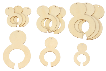 wooden figures for pompons, 12 pieces
