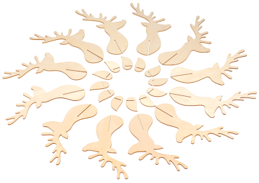 DIY Kit wooden rendeer, set of 12