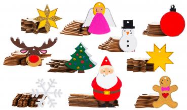 Big Pack 100 pcs wooden christmas ornaments