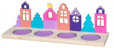 Wooden tealight- holder "old-town"