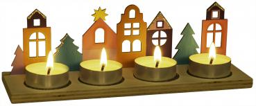 Wooden tealight- holder "old-town"