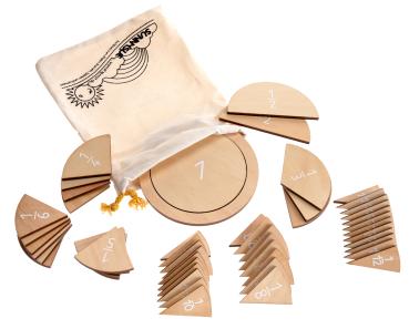 Holzformenset Bruchrechnen klein mit Rahmen, 25-tlg.