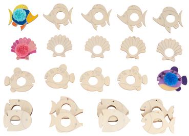 Pompon-Fische, 35-tlg.