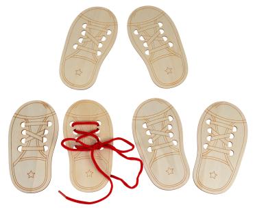 Fädelschuh aus Holz, 6er Set