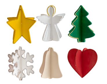 Weihnachtsanhänger 3D, 24-tlg.