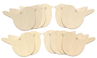 Holzanhänger "Vögelchen", 12er Set