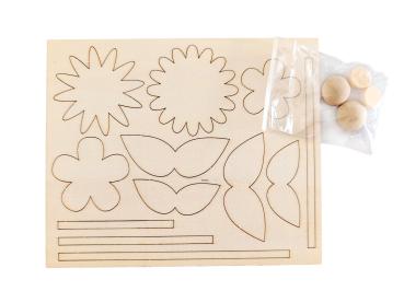 Preview: Holzblumen-Bastelset, 4er Set