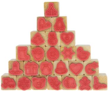 Wooden Stamps "Advent Calendar", 24pcs.