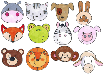 Wooden Stamps "Funny Friends", 12pcs.