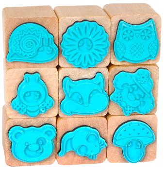 Wooden Stamps "Funny Friends 2", 9pcs.