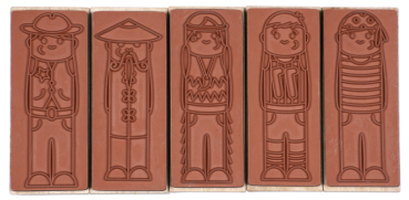 Holzstempel Rollenspiel Fasching, 5tlg.