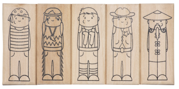 Holzstempel Rollenspiel Fasching, 5tlg.