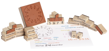 Wooden Stamp-Set "Learning about time", 30pcs.