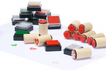 Christmas Stamps, 24pcs. (12 x stamps, 12 x stamp pad)
