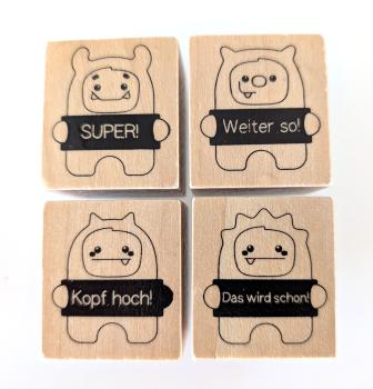 Preview: Belobigungsstempel Monsterchen, 4er Set