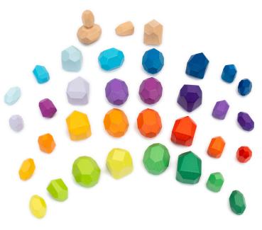Rainbow building blocks wooden diamonds, 40 pieces