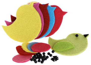 DIY-Filzrohlinge "Vögelchen", 12er Set