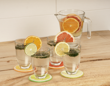 DIY Felt Coasters "Citrus Fruits", Set of 4