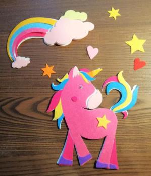 Selbstklebende Filzapplikationen "Einhorn", Set