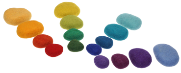 Regenbogen Flußsteine Filz, 16-tlg.