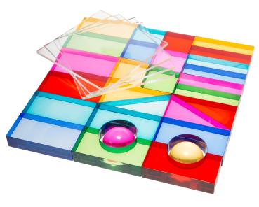 Baukasten Acrylsteine Basics mit 4 Acrylplatten, 32-tlg