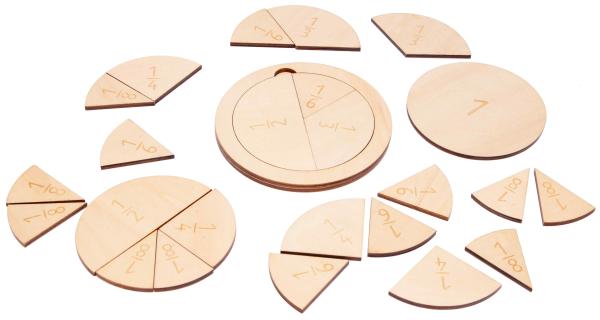 Holzformenset Bruchrechnen klein mit Rahmen, 25-tlg.