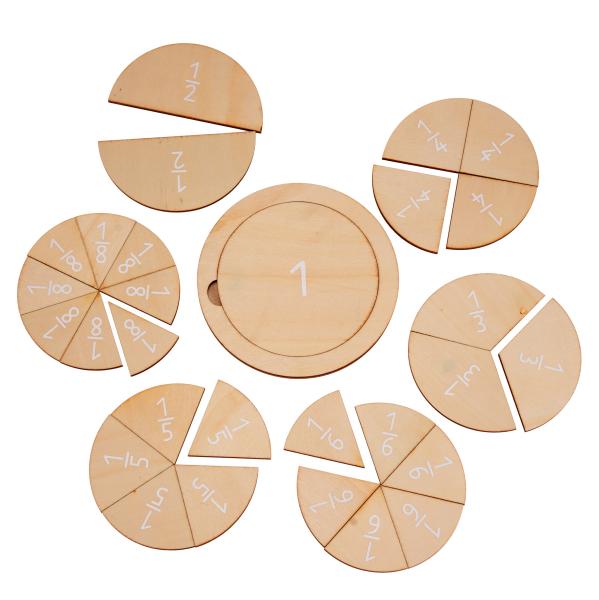 Holzformenset Bruchrechnen klein mit Rahmen, 25-tlg.