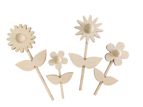 Holzblumen-Bastelset, 4er Set