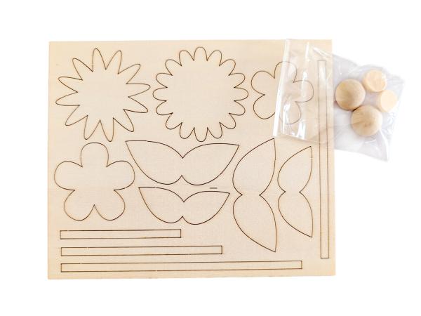 Holzblumen-Bastelset, 4er Set