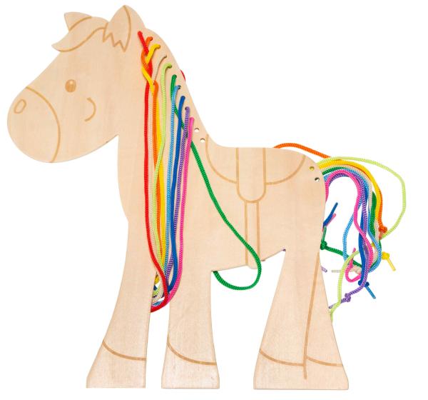 Holz Pferdchen zum Fädeln, 3er Set