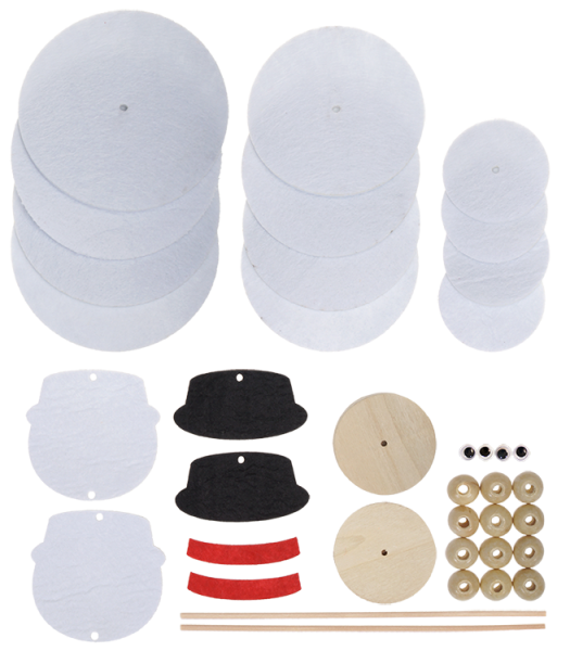 Bastelset Filz-Schneemann, 2er Set (40-tlg.)