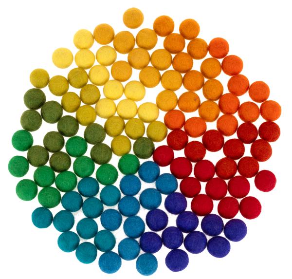 Filzkugeln naturbunt für Farbkreis, 120-tlg.